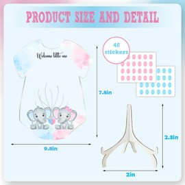 QZCYU Gender Reveal Fingerprint Sign for Baby Shower, Elephant Gender Reveal Party Ideas Games, Gender Reveal Keepsake, Gender Reveal Party Supplies for Baby Shower He or She Party Keepsake