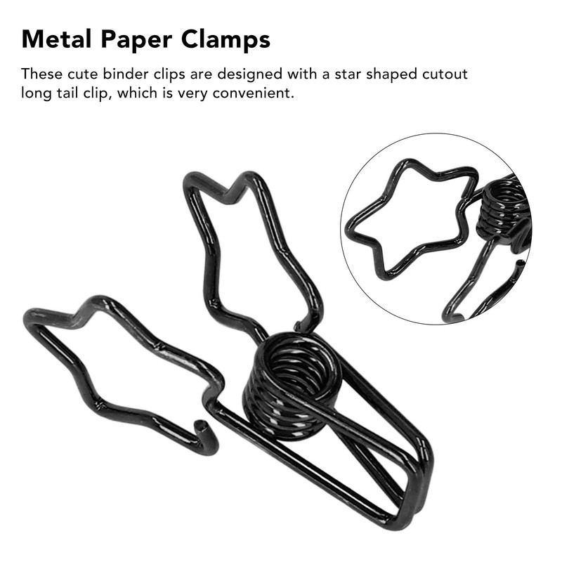 100Pcs Paper Binder Clips Cute Star Shape Metal Small Binder