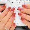 Sethexy Gradient Burgundy Press On Nails Medium Coffin False Nails