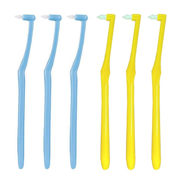 Pack of 6 Single Tufted Toothbrush, Tufted Brush, Soft Tufted Toothbrush, Single Tooth Spacer Brush, Simple Tooth Splitting Brush for Orthodontic Toothbrushes