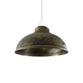 LEDSone Industrial Ceiling Pendant Lampshade Retro Vintage Curved Dome Pendant Light Shade for Hanging Ceiling Lights (Brushed Brass)