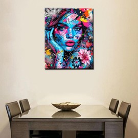5D Diamond Painting Kits for Adults, Colorful Girl Full Drill Round Diamond Cross Stitch Flower Women Diamond Painting by Number Rhinestone Embroidery Arts Craft Unique Style for Home Decor 12x16 inch