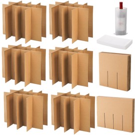 Dicunoy 6 Sets Glass Divider Kits for Moving, Carboard Wine Glassware Dish Packing with 72 Package Foam Pouches, for 16 x 12 x 12 Inch Box
