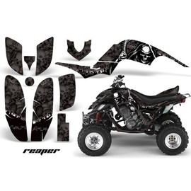 AMR Racing ATV Graphics kit Sticker Decal Compatible with Yamaha Raptor 660 2001-2005 - Reaper Black