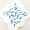 Blue Press on Nails Coffin Medium Fake Nails with Floral