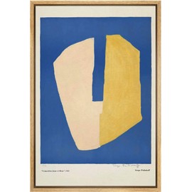 SIGNLEADER Framed Canvas Print Wall Art Serge Poliakoff Yellow Blue Blocks Abstract Shapes Illustrations Fine Art Decorative Minimalist Relax/Calm for Living Room, Bedroom, Office - 16"x24" Natural
