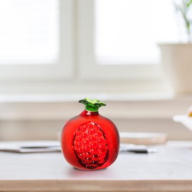 Yangshine Crystal Pomegranate Figurines statue Ornament Artificial Fruit statue Ornament Tabletop Fruit Paperweight Art Glass Ornament for Home office Souvenir Gifts -Pomegranate