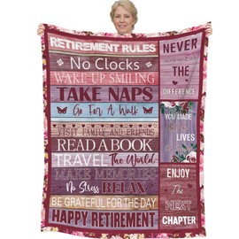 Retirement Gift for Woman, Retirement Blanket, Teacher Retirement Gifts for Women 2025, Best Happy Retirement Gifts, for Retired Women (Pink, 60x50in)