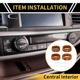 REPAIROCK 4 Pcs Air Conditioner Audio Headlight Control Switch Knob Cover Ring for Jeep Wrangler JL JLU 2018-2024 Air Conditioning Button Cover Trim Orange