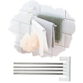 Swivel Towel Bar Wall Mounted 4 Arm Towel Rack Stainless Steel Towel Holder Space Saving Towel Rail for Kitchen Bathroom