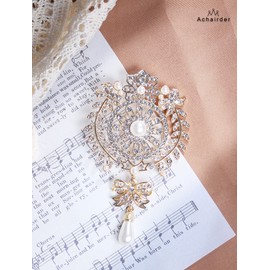 Achairder 8 Pack Gold Plated Assorted Crystal Rhinestones Brooch Pins Set for DIY Wedding Party bouquets Embellishment Crafts Decor