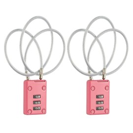 PATIKIL 3 Digit Cable Combination Lock, 2 Pcs Cable Lock with Combination 19.7" Steel Rope for Gym Bikes Cabinets Wardrobes Small Fences, Pink