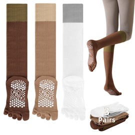Pilates Socks Yoga Socks for Women, 3 Pairs Non Slip Grip Socks Ideal for Pilates, Yoga, Pilates Bar, Pure Barre, Ballet, Dance, Barefoot Workout (Compression)