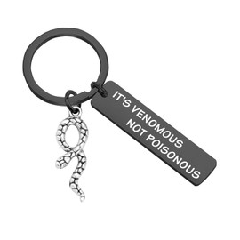 PLITI Snake Lover Pet Owner Gift - It's Venomous Not Poisonous Funny Key Rings for Reptile Owners, Zookeepers, Herpetology Breeders - Rattlesnake Gift (Snake Black Ky)