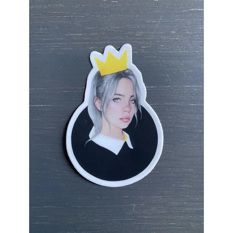 Billie Eilish Vinyl Sticker Yellow Crown And Black Very High