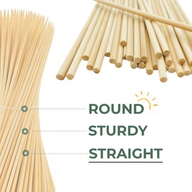 Bonsucee 6" Bamboo Skewers (200PCS) for Grilling, BBQ, Shish Kebobs, Fruit, Appetizers, Chocolate Fountains, Cocktail Picks, Picnic& Crafting, Φ=3mm, Optional Sizes 8"/10"/12"