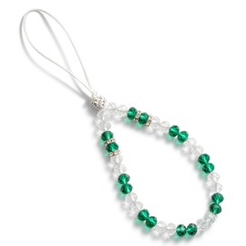 CHUQING Beaded Phone Charm Strap Hand Wrist Lanyard Beaded Lanyard for Women Girls (Green, White)