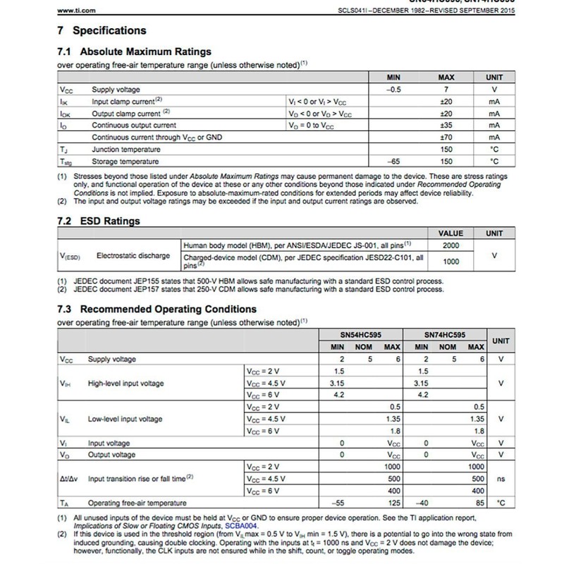 Texas Instruments SN74HC595N IC 8-Bit Shift Registers with 3-State Output