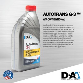 D-A LUBRICANT COMPANY 54506, Autotrans G3 Conventional Automatic Transmission Fluid (ATF), 1 Quart (6 Pack)