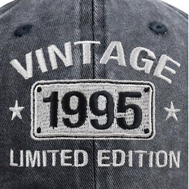 Vintage 1995 Limited Edition Hats for Men Women, 30th Birthday Decorations, Adjustable Embroidered 30 Year Old Baseball Cap Retirement Gifts for Dad Mom Black