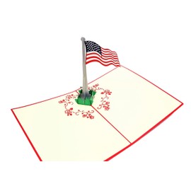 iGifts And Cards American Flag 3D Pop Up Greeting Card - America, Stars, Stripes, Red, White, Blue, Veterans - Folds Flat - Independence Day, Just Because, Special Days, Memorial Day