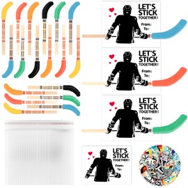 Gosodeny 36 Set Hockey Party Favors Bulk Hockey Pencils and Erasers Includes Hockey Pencils Hockey Stickers Hockey Cards Packaging Gift Bags for Hockey Fans Sports Fans Party Prize Gifts