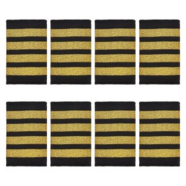 WEBEEDY 4 Pairs Pilot Uniform Epaulettes Traditional Epaulettes Badge with 4 Gold Stripes Men's Pilot Captain Marine Epaulettes Airline Uniform Shoulder Strap Accessories