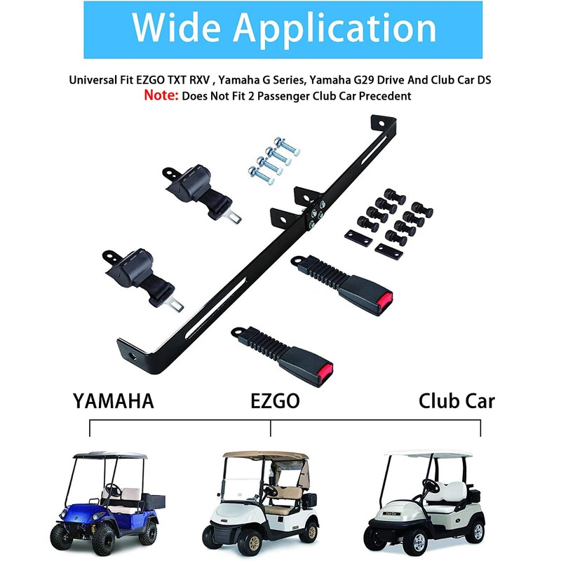 10L0L Universal 2 Passenger Golf Cart Seat Belts for Yamaha,
