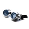 Ultra Silver with Blue Lenses Steampunk Goggles Mens Womens Cyber