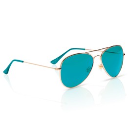 RainbowOPTX Blue Aviator Sunglasses for Women Men, Fashion Retro Trendy Sunglasses, Mood Boosting, UV Sun Glasses - Aqua Blue Sunglasses