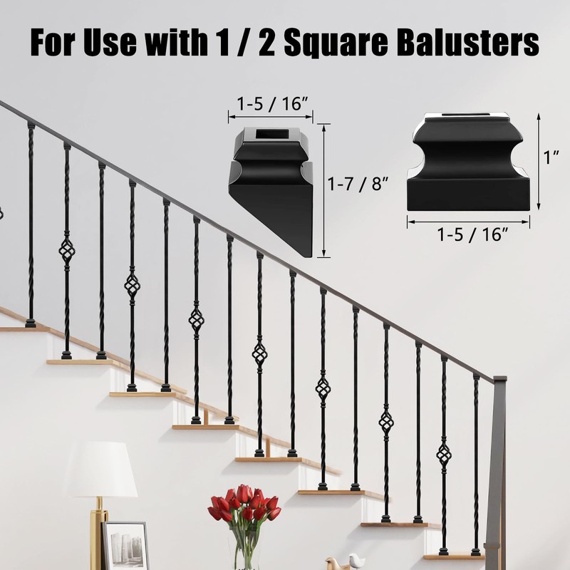 Vilstomes Wrought Iron Balusters, 10 Pack Metal Deck Spindles, 1/2"