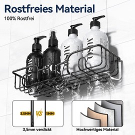 YASONIC Duschablage ohne Bohren Badezimmer Organizer, Badregal Duschregal ohne Bohren, Duschhalterung ohne Bohren Shampoo Halterung für Dusche, rostfrei Badezimmer Regal Duschablage schwarz, 3 Stück