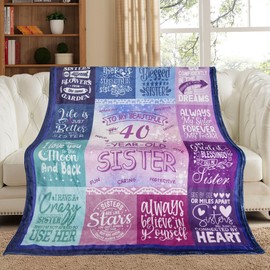 Suobrnaer 40th Birthday Gifts for Women, Birthday Gift for 40 Year Old Sister, Gifts for 40 Year Old Women, Happy 40th Sister Birthday Gift Ideas, to My 40-Year-Old Sister Throw Blanket 50"x60"