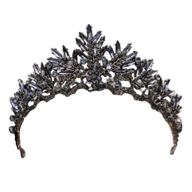 Frcolor Vintage Baroque Crown Alloy Prom Queen Crown Bridal Tiara Wedding Headpiece (Black)