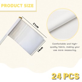 Pack of 24 Hand-Held Mini Flags, 14 x 21 cm, Pure White Flag with Suction Cup, Blank Banner for Painting, Flag Design Yourself for Sports Events, Party Parade Celebrations, School Decoration
