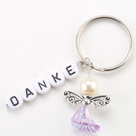 HERZWILD 45 Sets Guardian Angel Make Your Own Set Thank You Key Ring Angel Charm Pearl Angel Pendant for DIY Wedding Jewellery Necklace Crafts (Black)