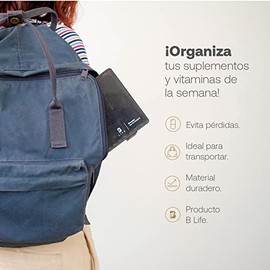 Pastillero B Life Premium con 21 compartimentos (Maana, tarde y noche), Organizador de Pldoras Semanal Color Negro, Caja de Viaje para Suplementos y  