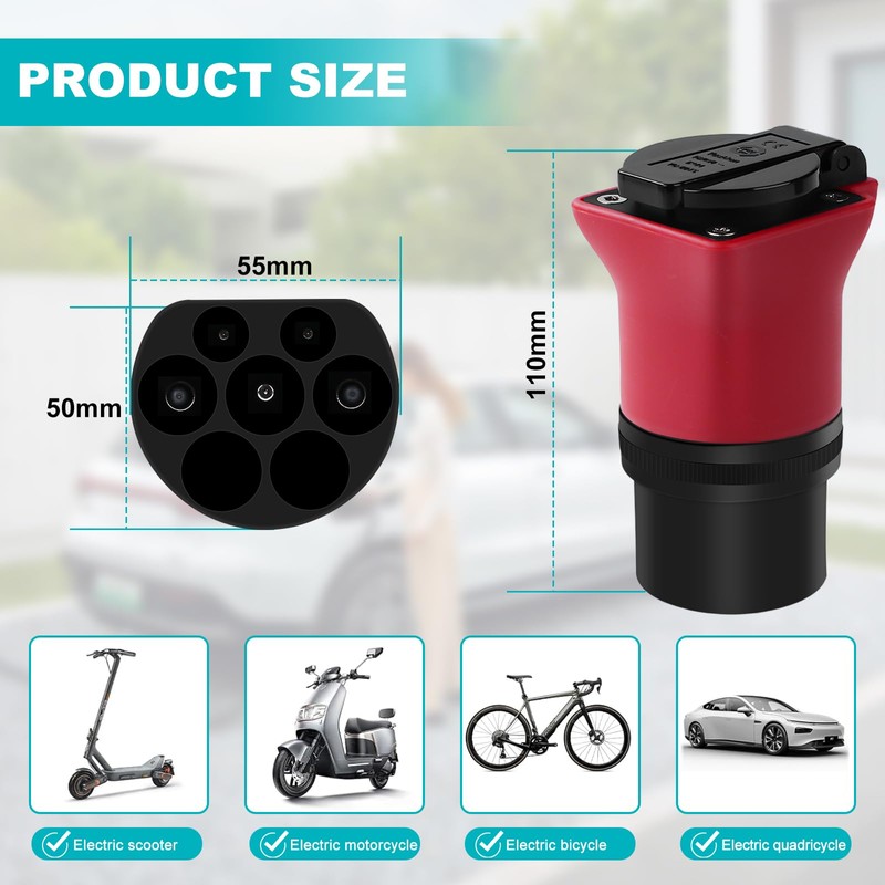 BOROCO Type 2 to Schuko Adapter, 3.5KW 16A 220V Type