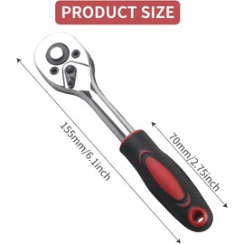 AJinacious 1/4 Inch Ratchet Wrench, 24-Tooth Quick-Release Ratchet Wrench, Reversible, Chrome Alloy Made, Drive Extendable Ratchet with Cushion Handle for Furniture Auto Car Repair