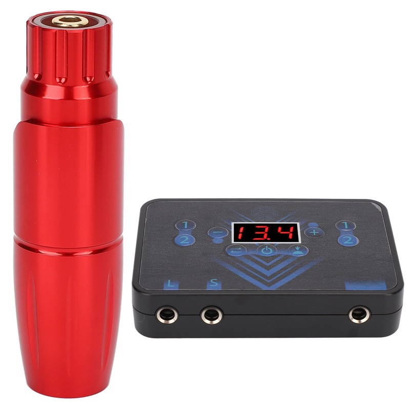 Tattoo Machine Kit Red Motor Pen LED 2 Channel Output