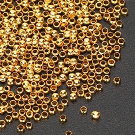 Generic 500 Crimp Beads, 2mm Round Metal Spacer Beads for Jewelry Making with Steel Material, Secure Clasps Jump Rings for DIY Bracelets Necklaces Earrings (Gold)