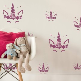 NAKLEO Painting Stencils Set for Kids, 5 Pcs Templates 9x9 to 34x34cm Unicorn Horn Fairytale Magic, Plastic and Reusable Drawing Stencils, Children Room Decor, Craft DIY Wall Furniture