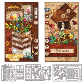 GLOBLELAND Cutting Dies for Folder Pages with Plants Planner Punching Flowers and Plants Cutting Dies for DIY Scrapbooking Card Making Journal Embossing Paper Craft Decor