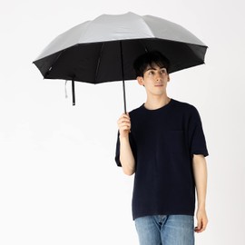 LIEBEN-0585 Men's and Women's UV Protection, Sun or Rain, Large 3 Folding Umbrella, Folding, 23.6 inches (60 cm) x 8 Ribs, Silver/Black