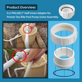 XJJ PKG188 2" Half Union Adapter, Fit for Pentair Sta-Rite Pool Pump Union Assembly, for Spa Swimming Pool Pump Fittings (2 Pack), White
