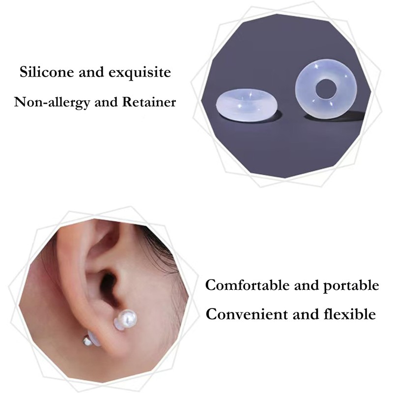 0.28 Inch Silicone Earring Backs Stopper Rings for Piercings, Clear