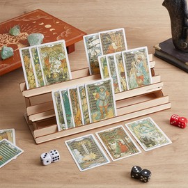 UNICRAFTALE 3 Tier Board Game Card Holder Game Wooden Playing Card Holder Branch Almond Wood Card Display Riser Stand Board Game Card Holder for All Board Games 28x10x6cm