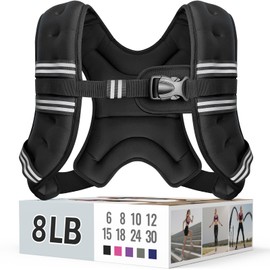 Zeerun Weighted Vest for Women & Men with Reflective Stripe and Adjustable Buckle, Comfortable & Durable Rucking Vest for Walking, Running & Strength Training, 8LBS-Black