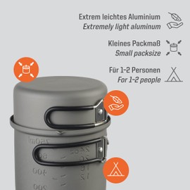 Esbit ESPT1000HA Camping Outdoor Pot, Cooker, Aluminum Pot, 33.8 fl oz (1,000 ml), Gray