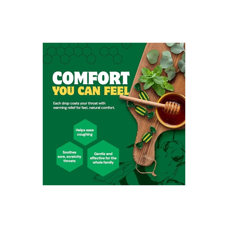 Honees Filled Menthol Cough Drops, Honey, Menthol & Eucalyptus Cough